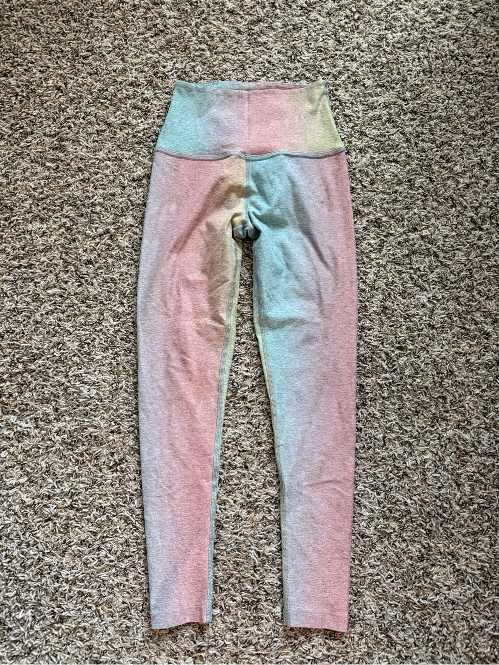 Beyond Yoga Pastel Pink and Light Blue Ombre Leggings